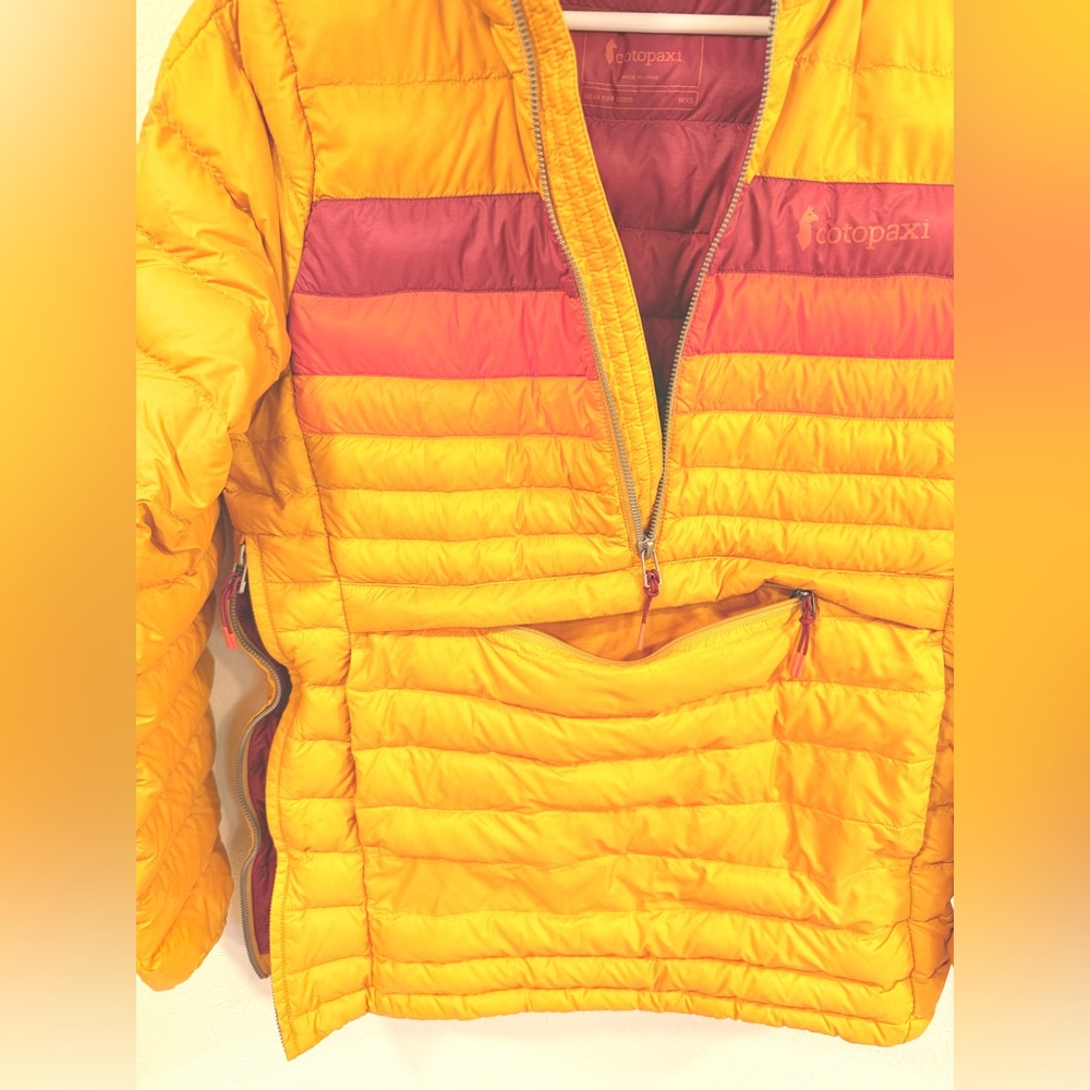 Cotopaxi Fuego Down Hooded Pullover, Amber Stripes, XS - Picture 13 of 15